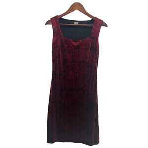 Muse Velvet Beaded Knee Length Dress Floral Red Black Size 4 Y2K Inspired Goth